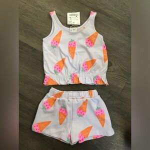 ZARA Strawberry Ice Cream Cones 2pc Tank/Shorts Set Size 18mo